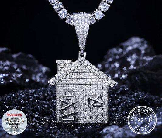 VVS1 Moissanite Medium TrapHouse Pendants S925