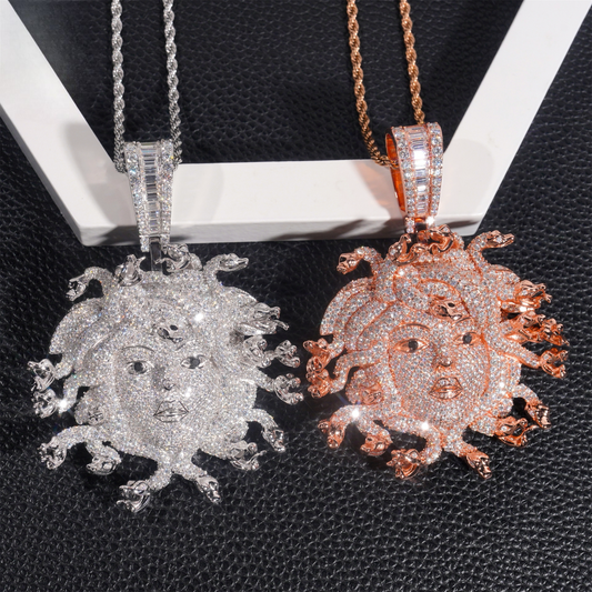 VVS1 Moissanite Medusa SnakeHead Pendants S925