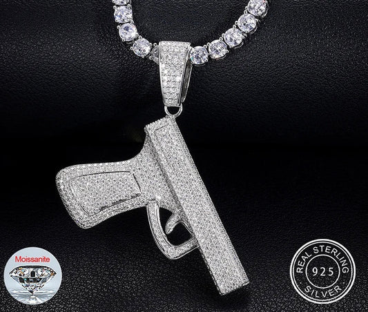 VVS1 Moissanite GLOCK Pistol Pendants S925