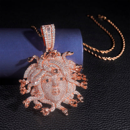 VVS1 Moissanite Medusa SnakeHead Pendants S925