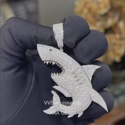 VVS1 Moissanite Shark Pendants S925