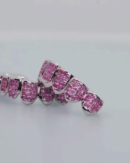 VVS1 Moissanite Pink Princess Cut Custom Grillz